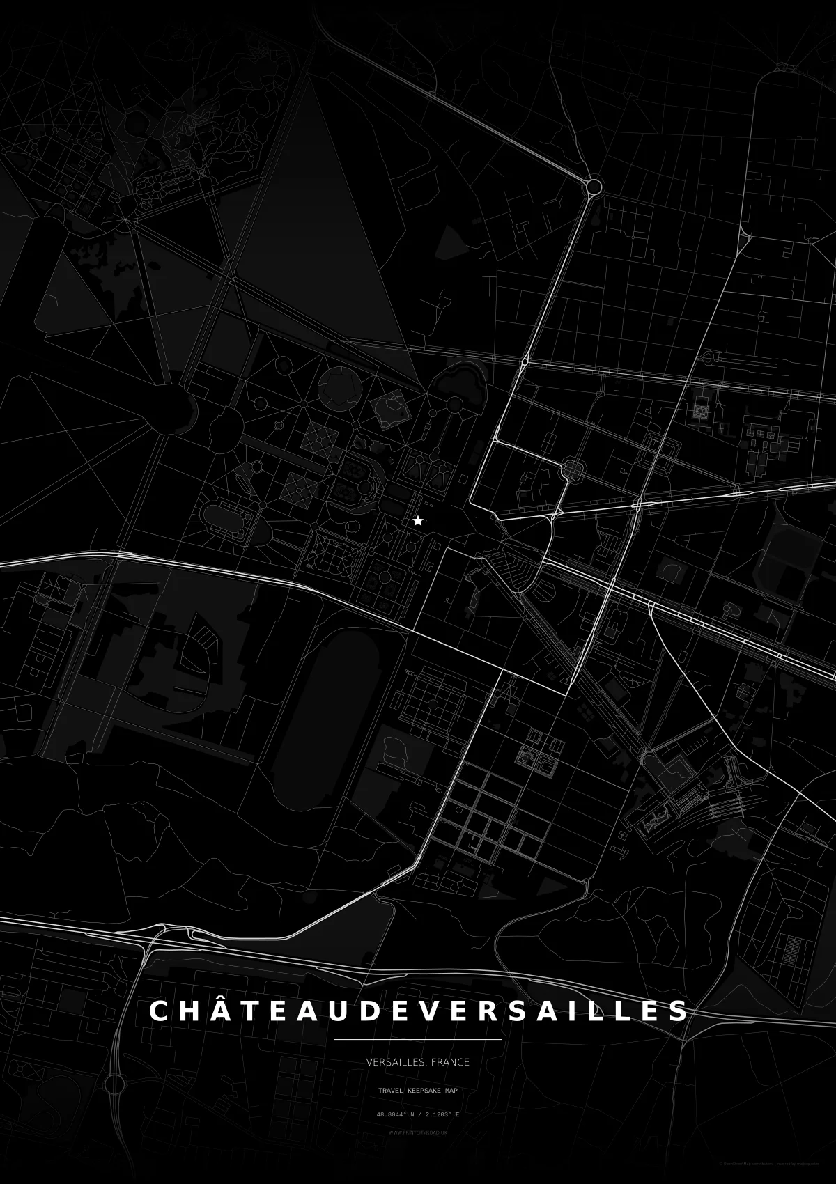 Château de Versailles road map poster mockup
