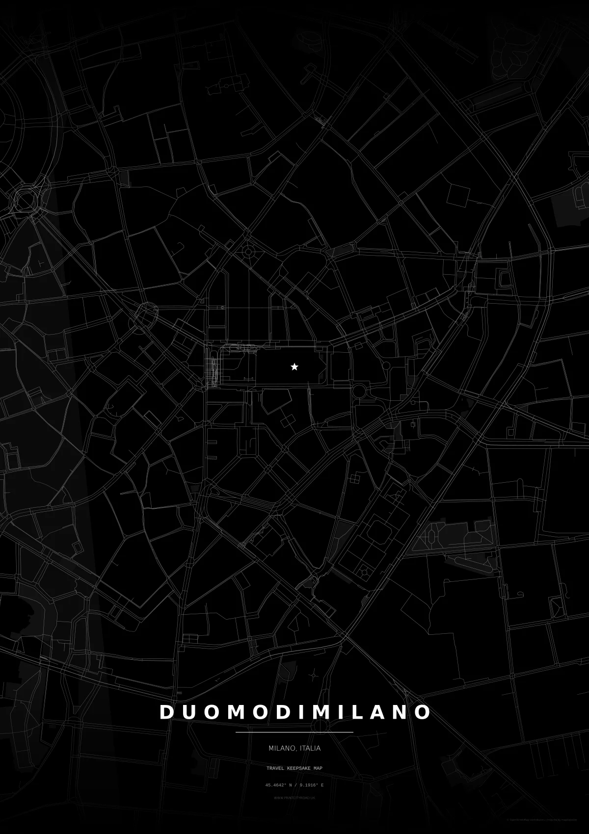 Duomo di Milano road map poster mockup