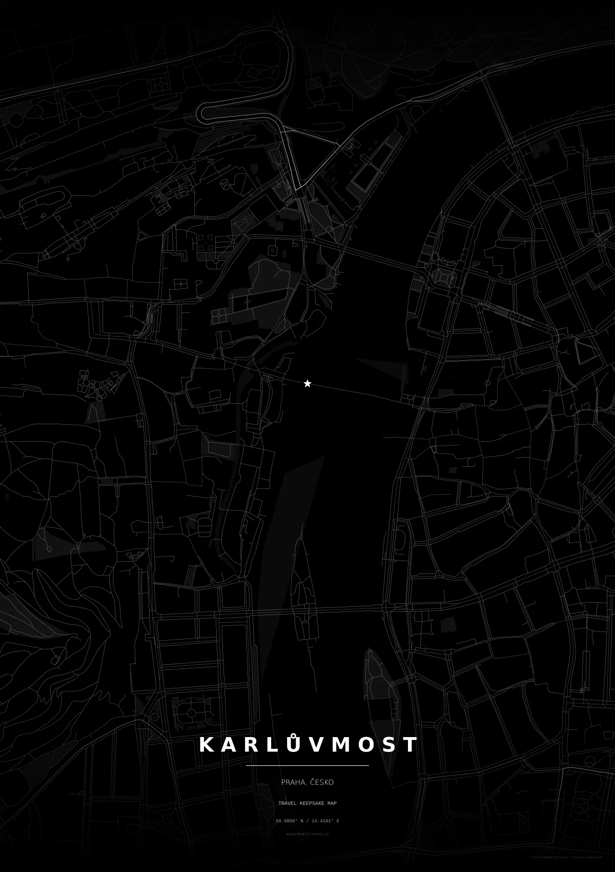 Karlův most road map poster mockup