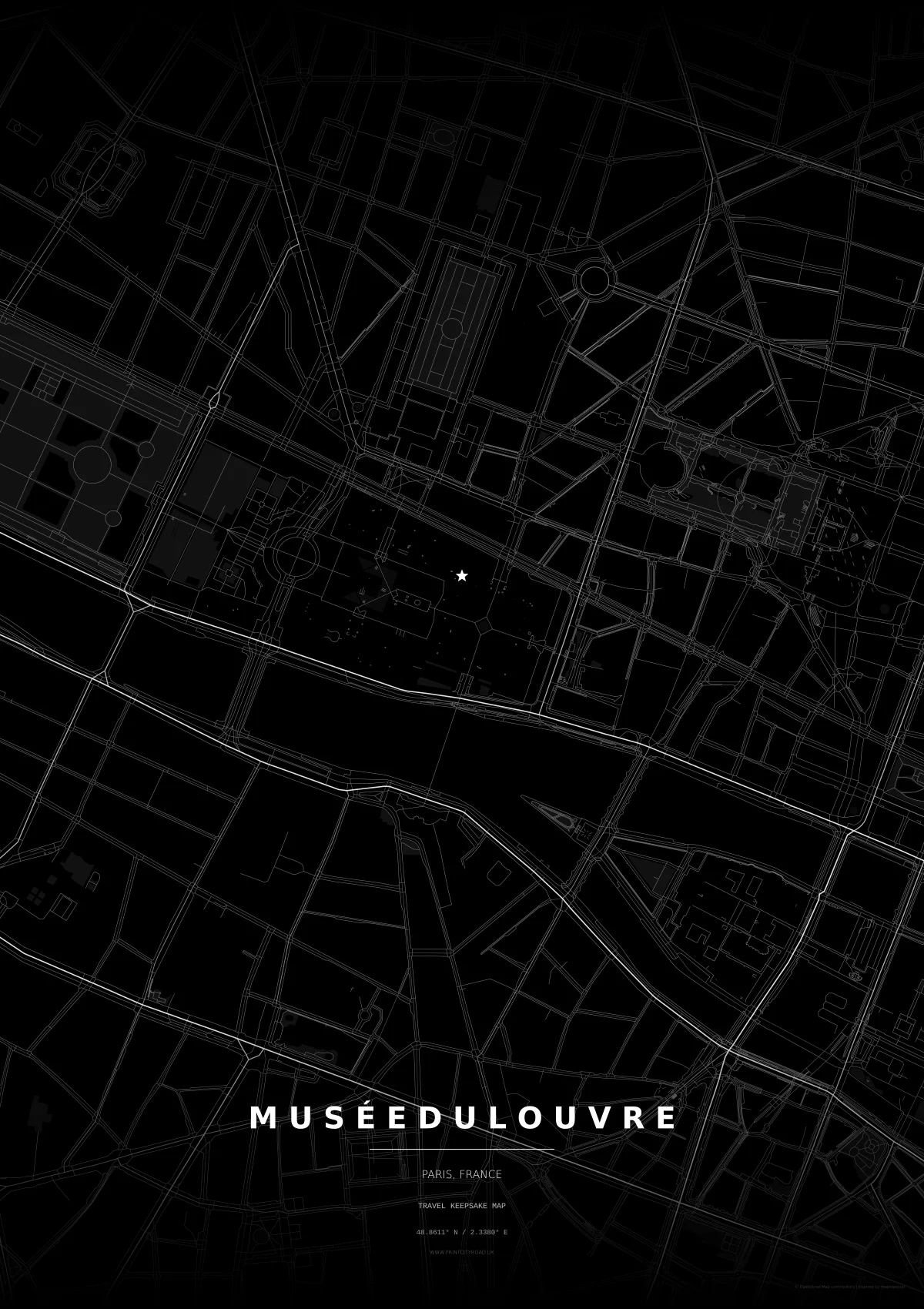 Musée du Louvre road map poster mockup