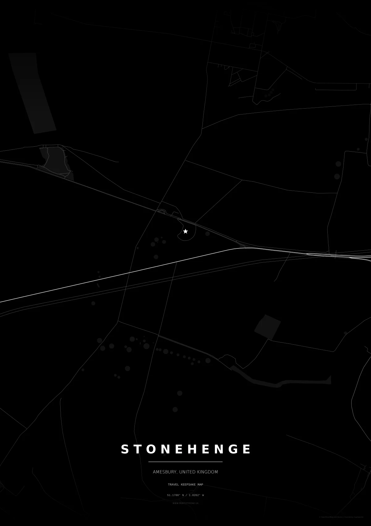 Stonehenge road map poster mockup