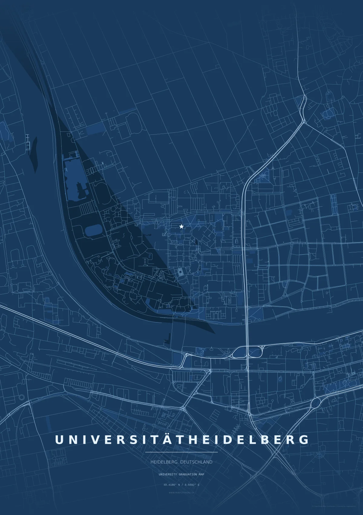 Universität Heidelberg road map poster mockup